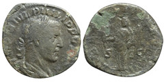 Philip I Sestertius, Roman bronze coin LIBERALITAS AVGG – A.D. 244–249, RIC 180a