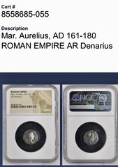 Emperor Marcus Aurelius Silver Denarius 161-180AD NGC Genuine Roman Coin