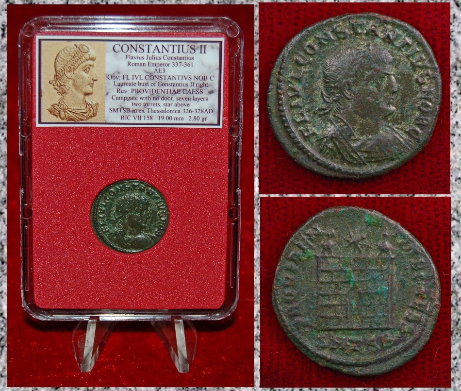 Ancient Roman Empire Coin CONSTANTIUS II Campgate “Foresight Of The Caesars”