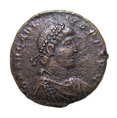 ARCADIUS, 383-408 AD. AE 2. NICOMEDIA. ARCADIUS HOLDING GLOBE & STANDARD REV.