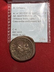 ORBIANA wife of SEVERUS ALEXANDER 225AD Rome Sestertius Roman Rev Concordia