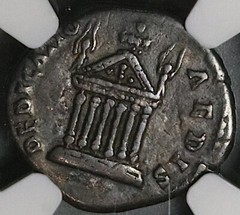 138 NGC Ch F Faustina Sr Roman Empire Denarius Temple Dedication Rare (22031701C