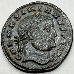 Maximian II 309-313 AD. Roman Follis Genius of the Emperor Cyzicus Rare Type~ AU