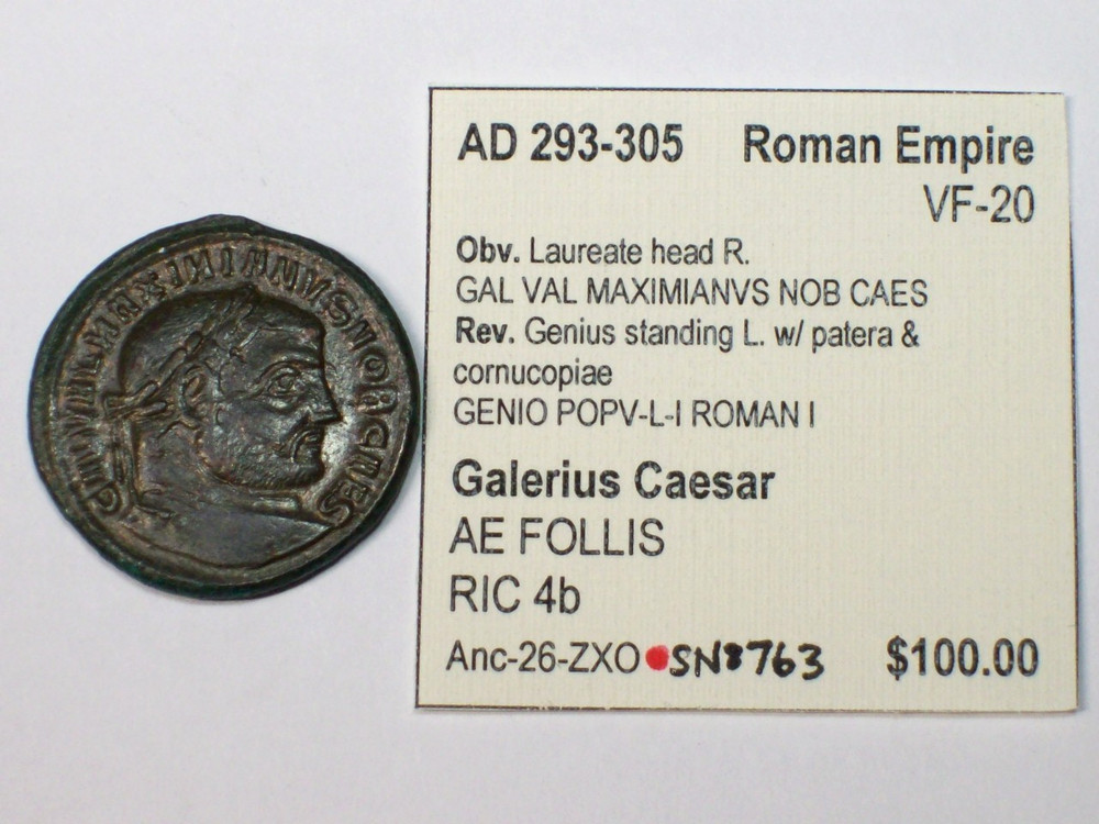 AD 293-305 Roman Empire Galerius Caesar AE FOLLIS RIC 46 VF SN8763