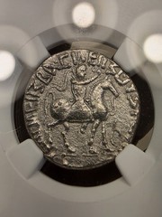 Indo-Scythians Azes I/II AR Tetradrachm – c.58 BC – NGC VF – Ancient Silver –