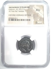 Galerius Roman Empire Tetrarchy Nummus NGC AU Coinage Reform Radiate Concordia