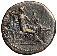 Nero Dupondius “Securitas Seated, Altar Before” Rare Good Very Fine