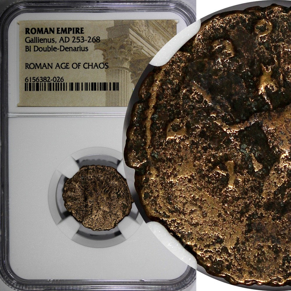 ROMAN.Gallienus AD 253-268 BI Double-Denarius / Rev. Mars NGC (026)