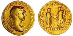 Trajan Augustus AD 98-117 Gold AV Aureus Roman Empire Treasure Coin NGC F – RARE