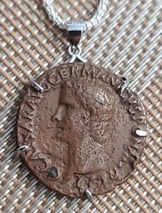 Roman Emperor Caligula Authentic Genuine Ancient Coin Silver Pendant Necklace