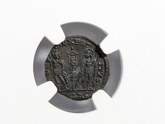 Constantine II Roman Empire AE4 BI Nummus AD 337 NGC Ch AU Soldiers Standards