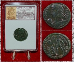 Ancient Roman Empire Coin CONSTANTIUS II Emperor In Military Dress Two captives