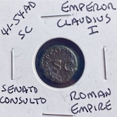 2000 Year Old Ancient Roman Coin 41-54AD Claudius I Quadrans 3 Leg Modius