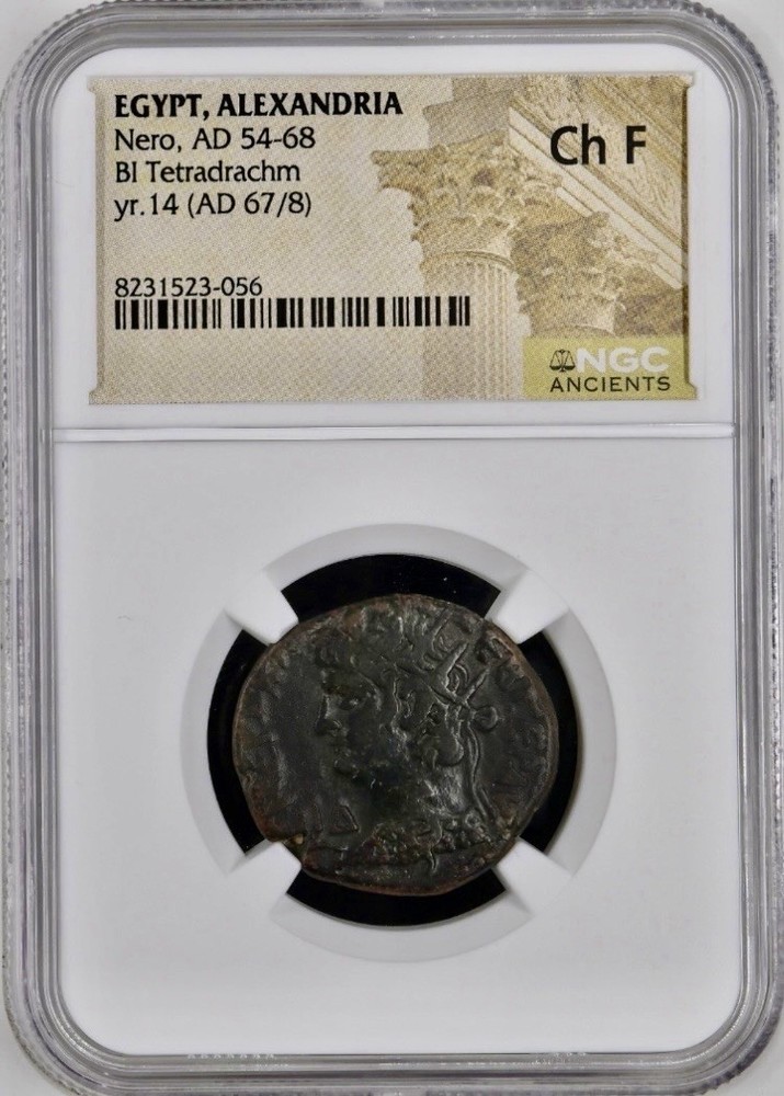 Emperor Nero Egypt under Roman Rule Tetradrachm 54-68AD NGC Graded Hera Argeia