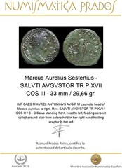 Marcus Aurelius Sestertius – SALVTI AVGVSTOR TR P XVII COS III – 33 mm / 29,66 g