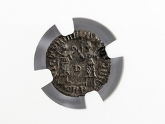Constans Roman Empire AD 337-350 BI Nummus AE4 NGC AU Ancient Victory Wreaths