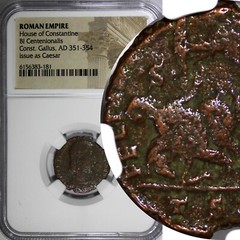 ROMAN Gallus as Caesar Centenionalis AD 351-354 /BATTLE Soldier Horse man NGC(1)