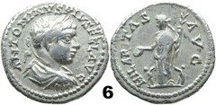 Roman Silver Denarii + COA. Antonius Pius + Commodus + Caracalla + Elagabalus