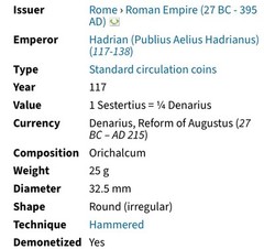 Large Sestertius Ancient Roman Coin 117-138AD Emperor Hadrian Genuine Nice 33mm