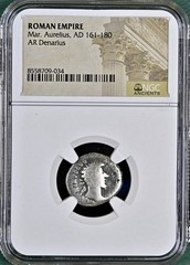 Roman Emperor Marcus Aurelius Ancient Silver Denarius 161-180AD NGC Genuine Coin