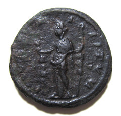 SEVERUS ALEXANDER. AE AS. 222-235 AD. ROME MINT, 225 AD. FIDES REVERSE. RARE.