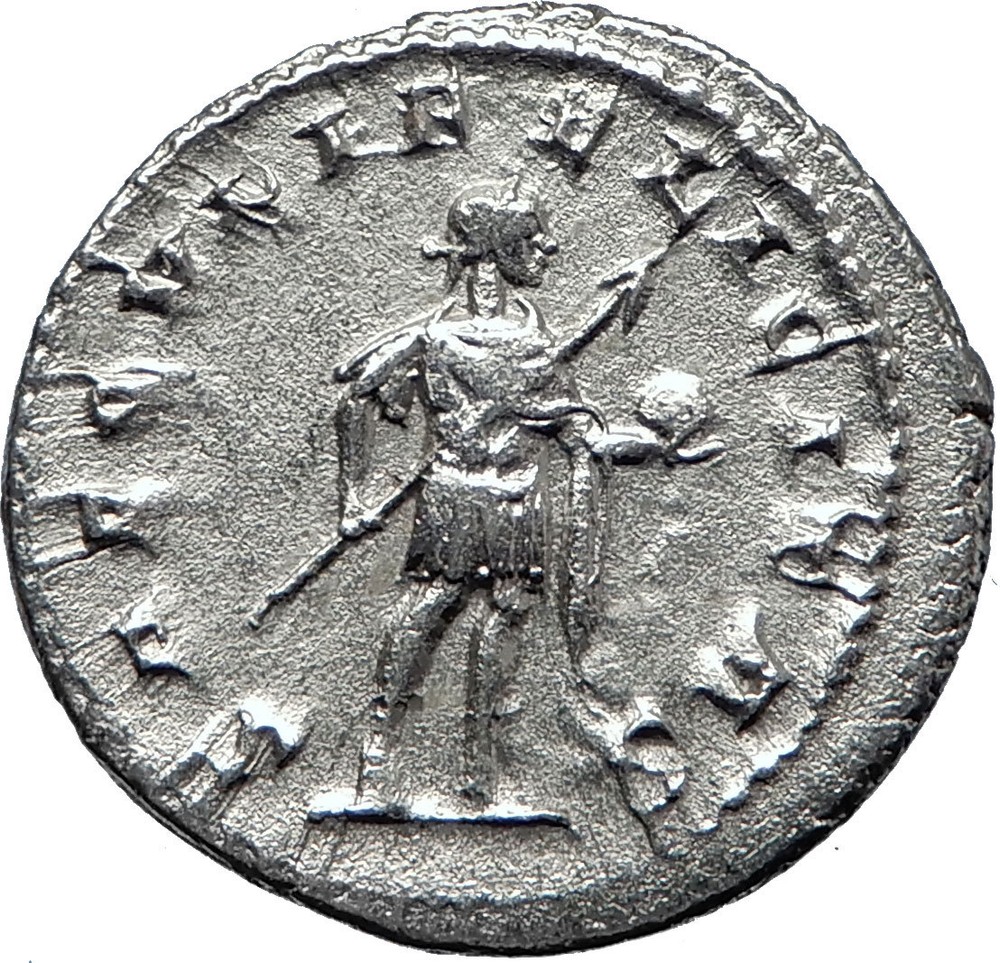 GORDIAN III with globe 242AD Rome Authentic Ancient Silver Roman Coin i70185