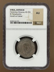 Herennius Etruscus BI Tetradrachm Billon Roman Coin AD 251, NGC AU