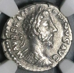 179 NGC Ch VF Marcus Aurelius Augustus Roman Empire Denarius Victory (26042305C)
