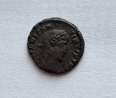 Ancient 335–337 AD Delmatius Caesar bronze follis (AE3) from the Rome mint