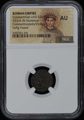 Constantinian cAD 330-340 ROMAN EMPIRE AE3/4 (BI Nummus) NGC AU50