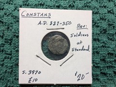 Constans A.D. 337-350 Ancient Roman Bronze 3 Coin Set -Victory Soldiers Standard