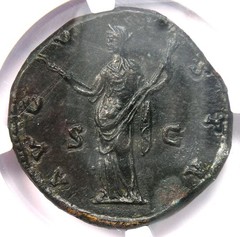 Faustina Senior AE Sestertius Coin 138-40 AD – Certified NGC AU – Rare in AU