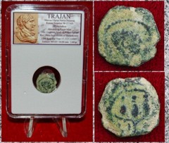 Ancient Roman Empire Coin TRAJAN Crown of Harpokrates “Minute Coin of Caesarea”