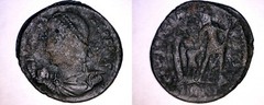 348-50AD Roman Imperial Constans AE22 Emperor Pulling Captive from Hut – Cyzicus