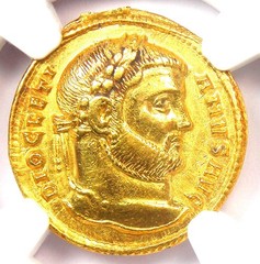 Diocletian AV Aureus Gold Roman Coin 284 AD – Certified NGC Choice XF (EF)