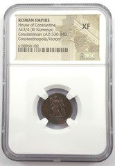 Roman Empire AE Constantinopolis Follis Constantine Era AD 330-346 NGC XF Coin