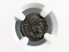 Constans Roman Empire AD 337-350 BI Nummus AE4 NGC AU Ancient Victory Wreaths