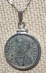 Genuine Ancient Coin of Roman Emperor Licinius Sterling Silver Necklace with COA