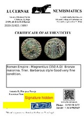 *Lucernae* Magnentius Maiorina Barbarous style (3935) Uncertain mint 350 AD