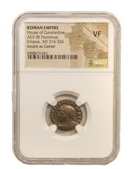 NGC VF Roman AE3 Crispus AD 316-326 NGC Ancients Certified Very Fine Bi Nummus