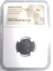 Constantine II Roman Empire Nummus NGC AU Camp Gate Castle Keep Ancient Caesar