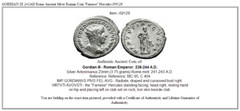 GORDIAN III 241AD Rome Ancient Silver Roman Coin “Farnese” Hercules i59129