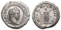 *AET* CARACALLA AR Denarius. EF. Hercules.