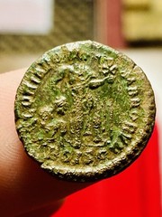 Arcadius AE Nummus Siscia AD 384-387, GLORIA ROMANORVM, EXTREMELY RARE, ☧, AVG,F