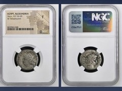 Emperor Nero Alexandria Egypt Graded Roman Tetradrachm 54-68AD NGC Graded Apollo