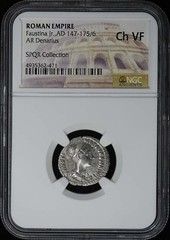 Faustina Jr.,AD 147-175/6 ROMAN EMPIRE AR Denarius NGC Ch VF