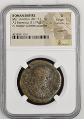 Roman Empire AD 161-180 AE Sestertius Mar. Aurelius NGC G