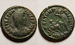 Constantius 351AD soldiers spearing fallen enemy Cyzicus Rare Ancient Roman coin