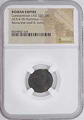 ROMAN EMPIRE Constantinian cAD 330-340 AE3/4 (BI Nummus) Roma/she-wolf & twins