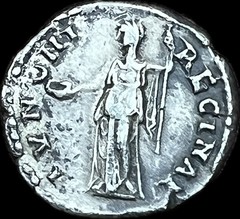 ANCIENT ROMAN SILVER DENARIUS – SABINA, 128-136/7 AD; NEARLY EXTREMELY FINE!
